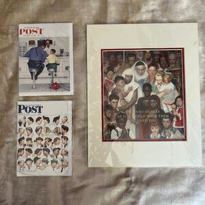 NEW 3 Item set from Norman Rockwell Museum;Print"The Golden Rule" & 2 cards/env